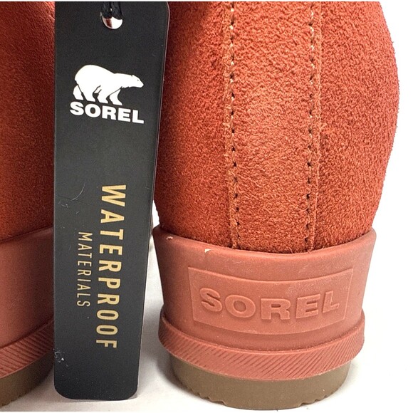 Sorel Evie Wedge Ankle Boot Womens Sz 6.5 Warp Red Waterproof Suede Chelsea NEW - Picture 6 of 16